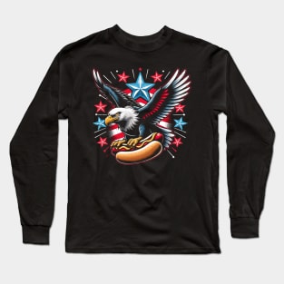 4th of july men women Hot Dogs And Freedom Patriotic Long Sleeve T-Shirt